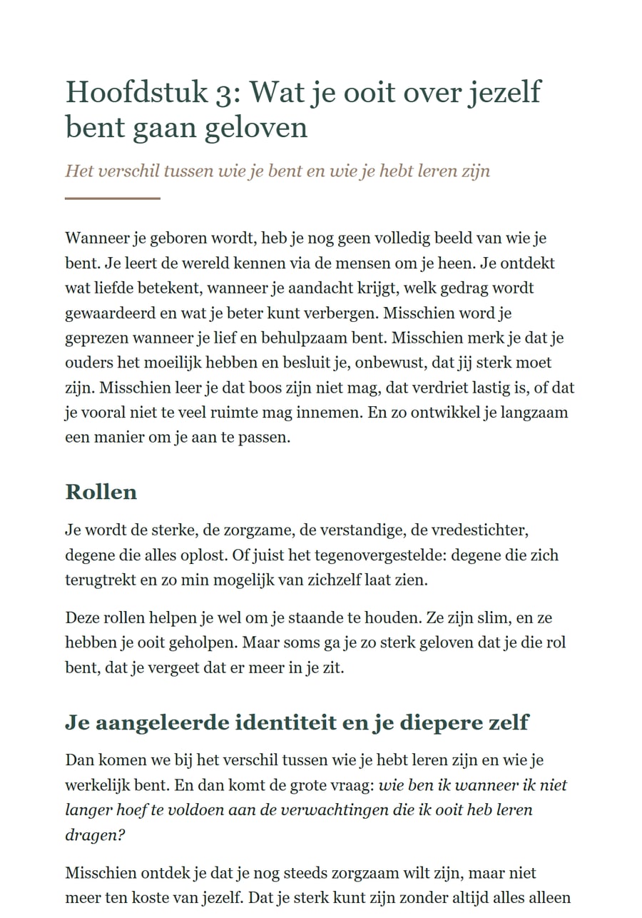 Het begin van hoofdstuk 3 over wat je ooit over jezelf bent gaan geloven