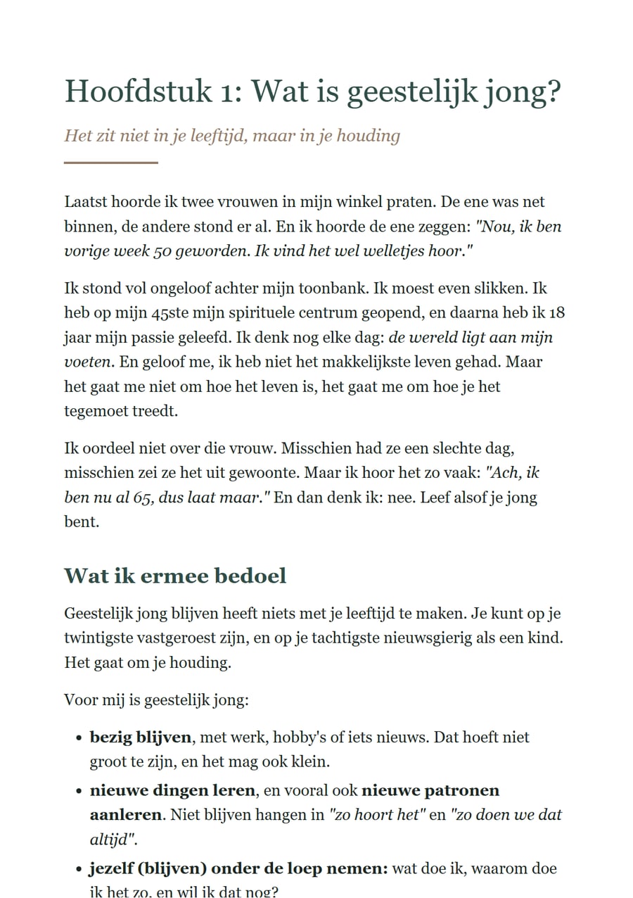 Het begin van hoofdstuk 1: Wat is geestelijk jong?