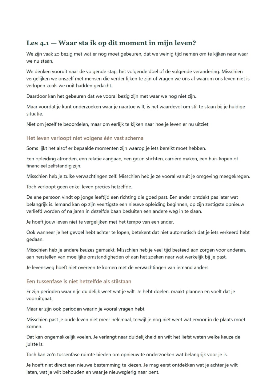Een pagina uit les 4.1 van de cursus